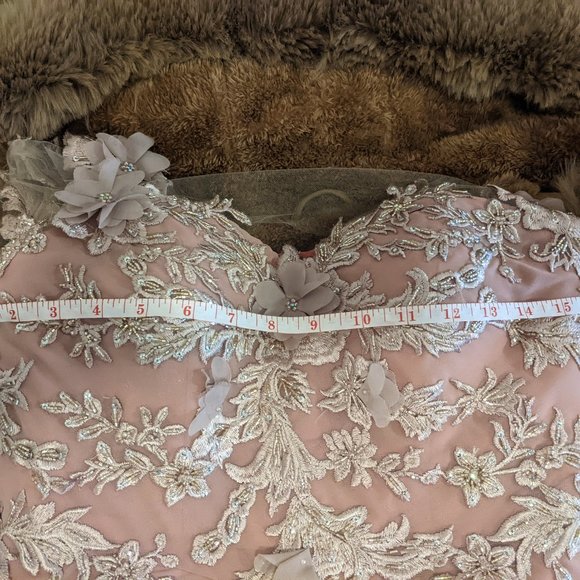 Blush Pink Satin Evening Dress with coreset lining and matching purse Size S - Picture 5 of 13